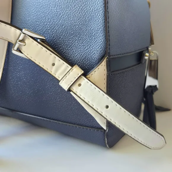 Retired MICHAEL KORS Rhea Medium Ombré Logo Backpack Navy Chambray Colorblock - Picture 7 of 14